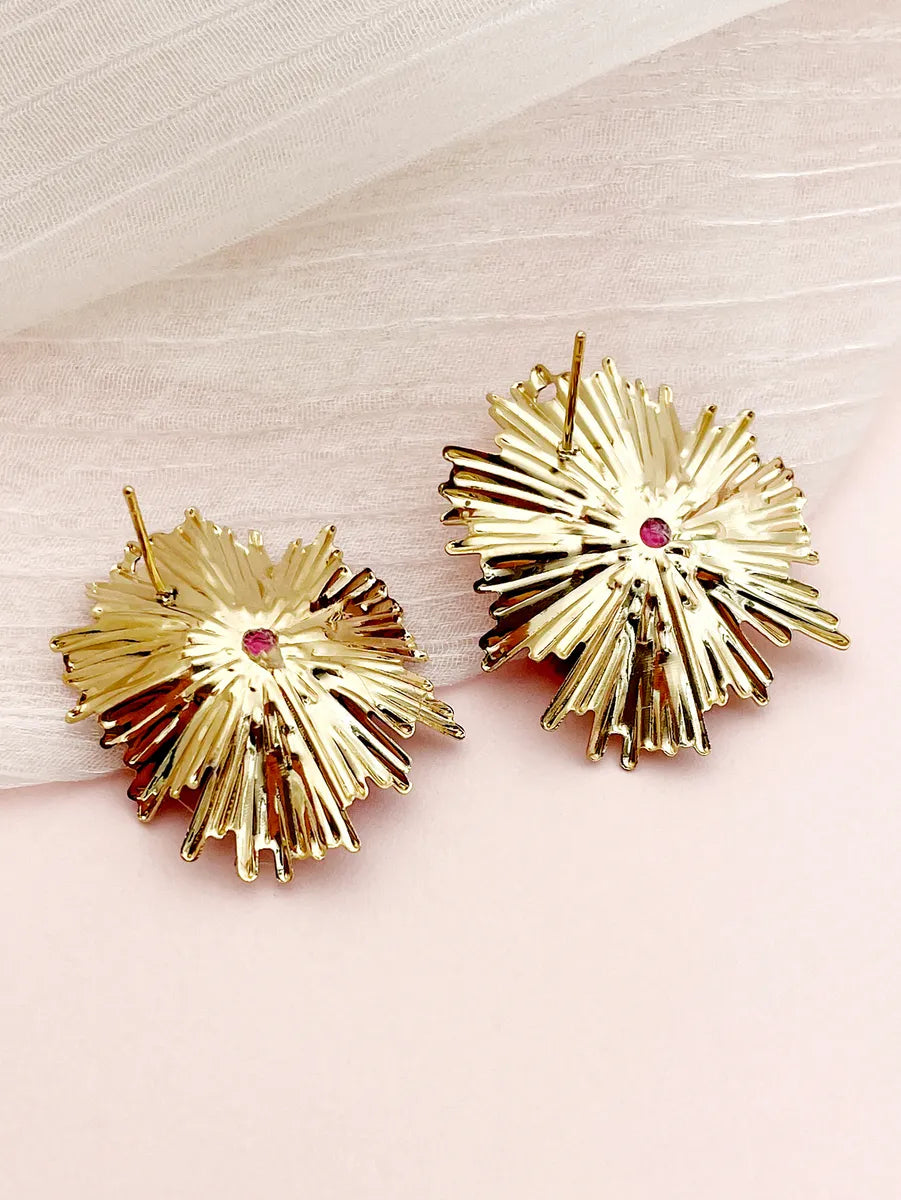 1 Pair Retro Sweet Flower Polishing Plating 304 Stainless Steel 14K Gold Plated Ear Studs