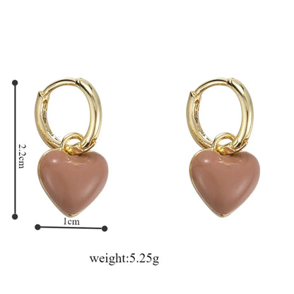 1 Pair Retro Sweet Heart Shape Alloy Gold Plated Drop Earrings