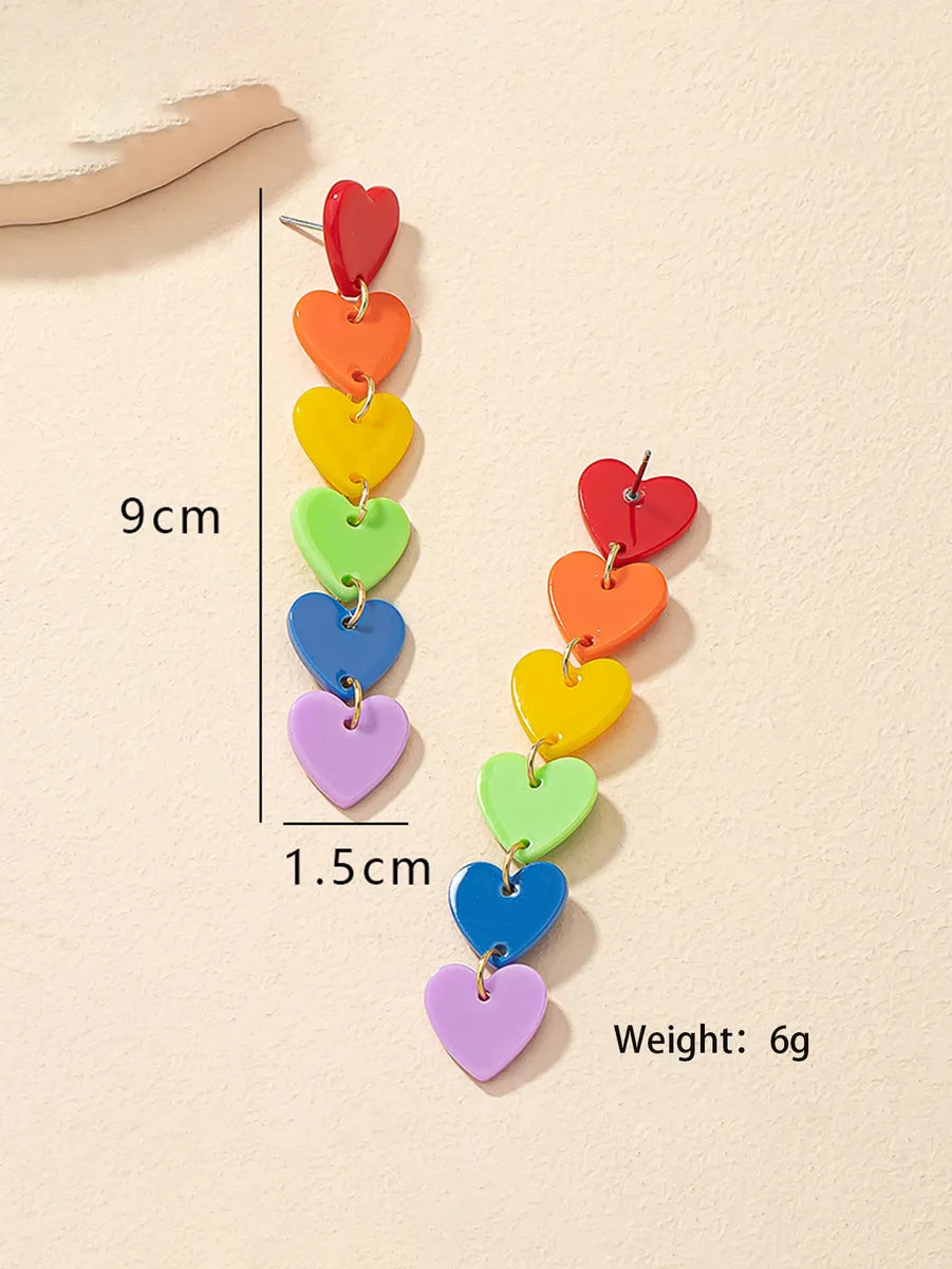 1 Pair Retro Sweet Heart Shape Plating Arylic Alloy Drop Earrings