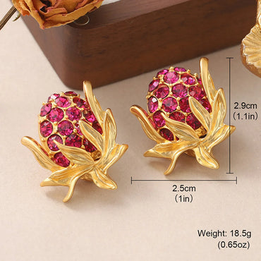 1 Pair Retro Sweet Strawberry Plating Inlay Alloy Rhinestones 18k Gold Plated Ear Studs