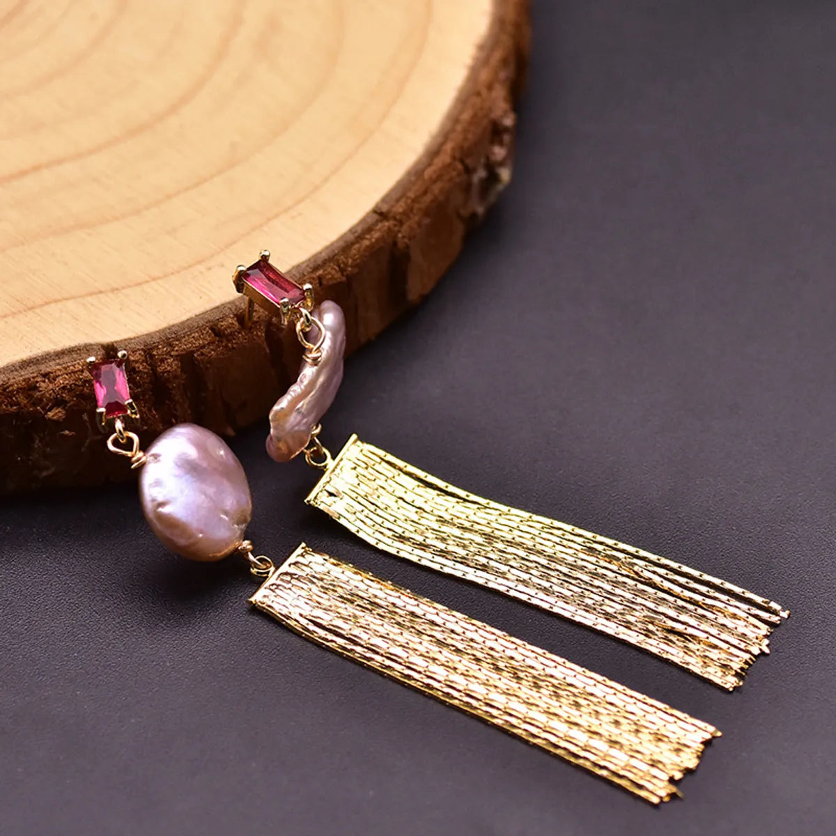 1 Pair Retro Tassel Plating Freshwater Pearl 18k Gold Plated Drop Earrings