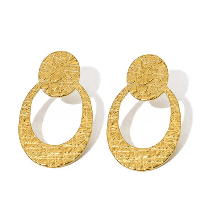 1 Pair Retro Vacation French Style Geometric Plating 304 Stainless Steel 14K Gold Plated Ear Studs