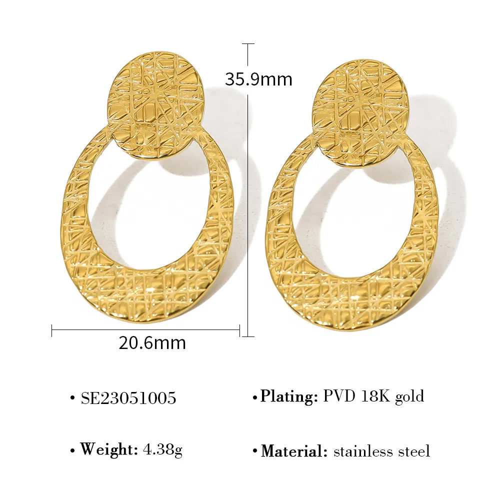 1 Pair Retro Vacation French Style Geometric Plating 304 Stainless Steel 14K Gold Plated Ear Studs