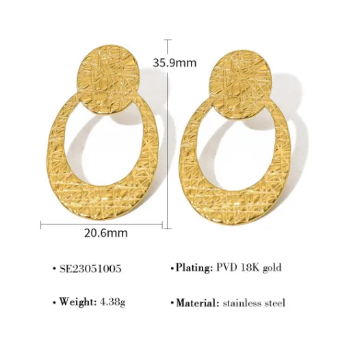 1 Pair Retro Vacation French Style Geometric Plating 304 Stainless Steel 14K Gold Plated Ear Studs