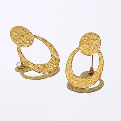 1 Pair Retro Vacation French Style Geometric Plating 304 Stainless Steel 14K Gold Plated Ear Studs