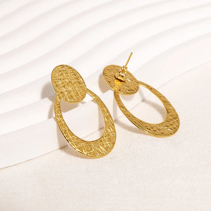 1 Pair Retro Vacation French Style Geometric Plating 304 Stainless Steel 14K Gold Plated Ear Studs