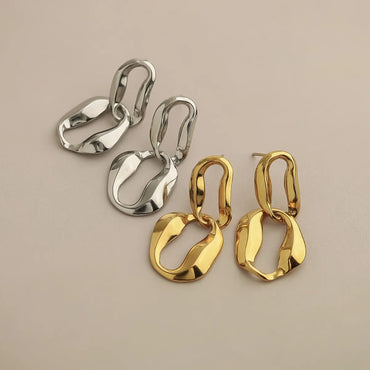 1 Pair Retro Vacation Geometric 304 Stainless Steel 18K Gold Plated Drop Earrings