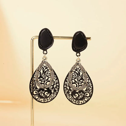 1 Pair Retro Water Droplets Alloy Hollow Out Women'S Drop Earrings