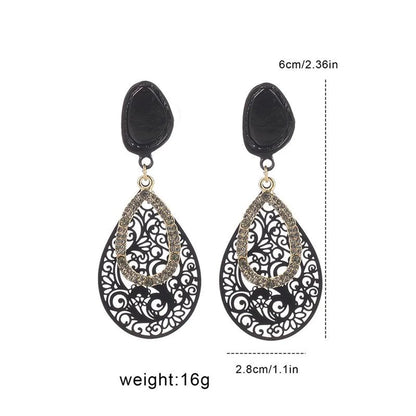 1 Pair Retro Water Droplets Alloy Hollow Out Women'S Drop Earrings