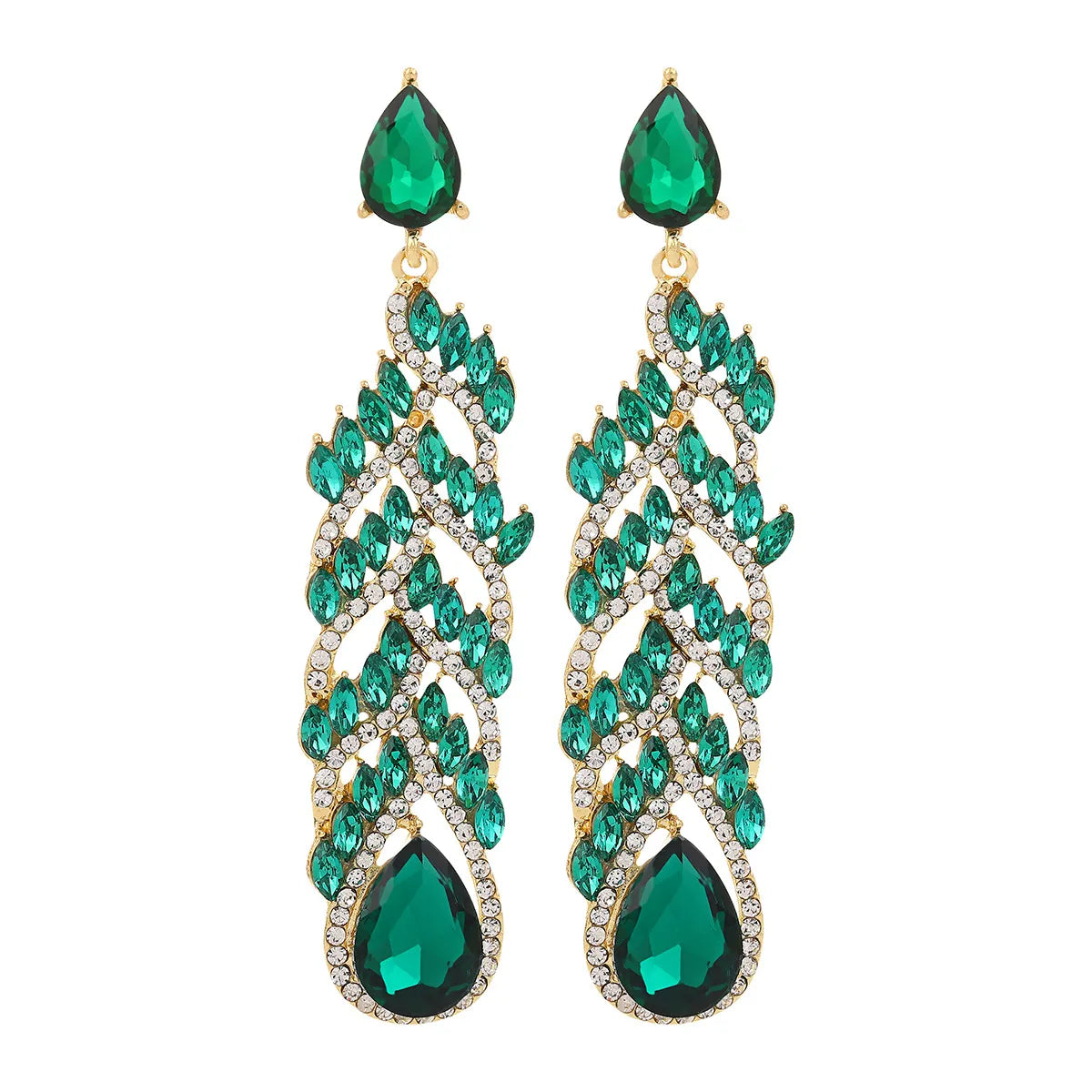 1 Pair Retro Water Droplets Alloy Rhinestone Drop Earrings