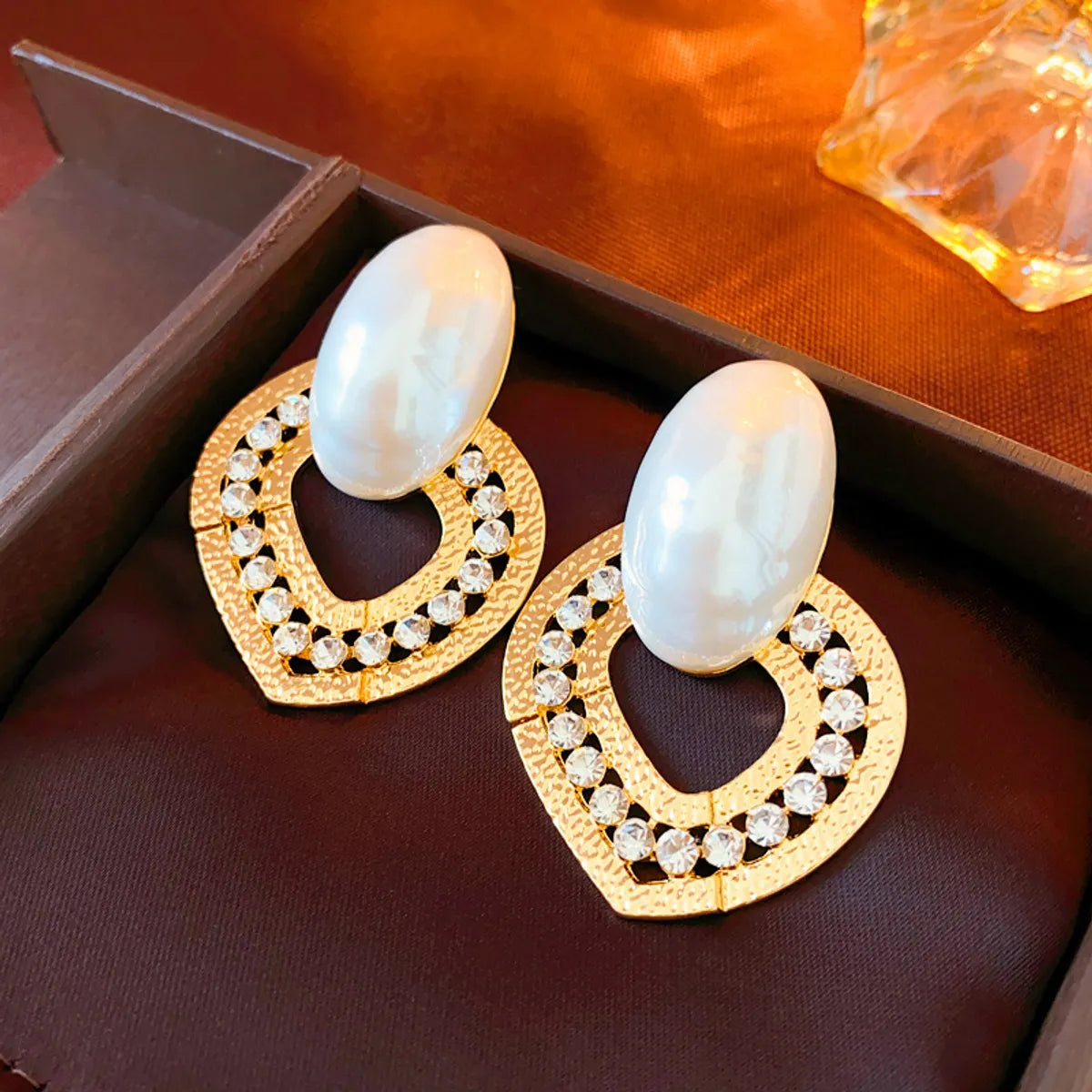 1 Pair Retro Water Droplets Inlay Alloy Gem Drop Earrings