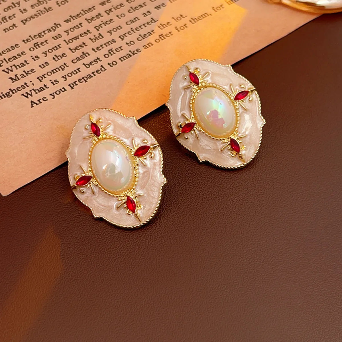 1 Pair Retro Water Droplets Inlay Alloy Gem Drop Earrings