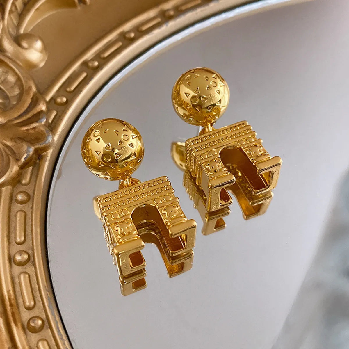 1 Pair Retro Water Droplets Inlay Alloy Gem Drop Earrings