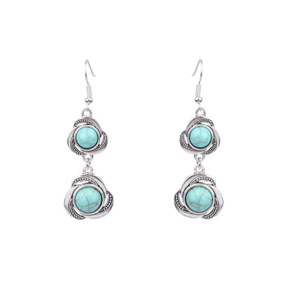 1 Pair Retro Water Droplets Plating Alloy Turquoise Drop Earrings