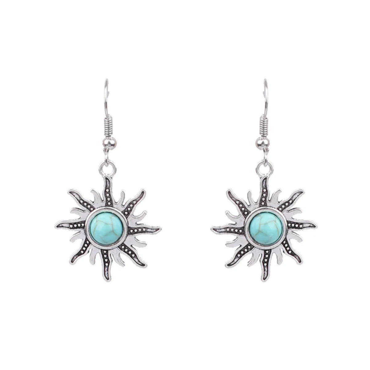 1 Pair Retro Water Droplets Plating Alloy Turquoise Drop Earrings