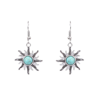 1 Pair Retro Water Droplets Plating Alloy Turquoise Drop Earrings