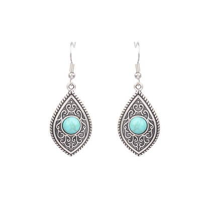 1 Pair Retro Water Droplets Plating Alloy Turquoise Drop Earrings