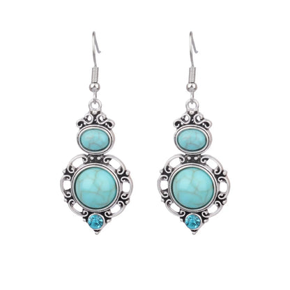 1 Pair Retro Water Droplets Plating Alloy Turquoise Drop Earrings