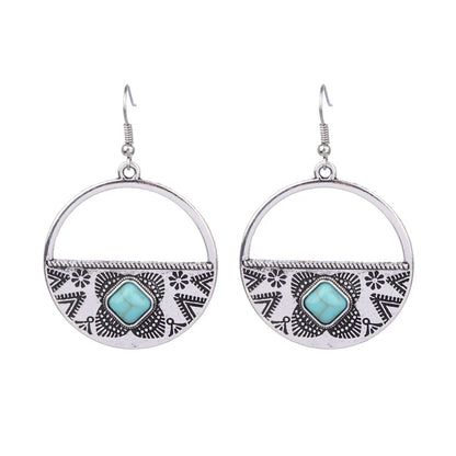 1 Pair Retro Water Droplets Plating Alloy Turquoise Drop Earrings