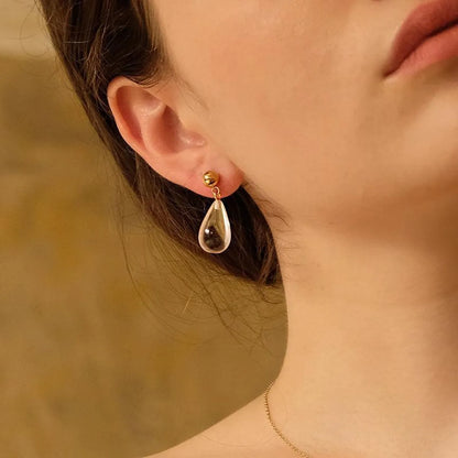 1 Pair Retro Water Droplets Plating Copper Drop Earrings