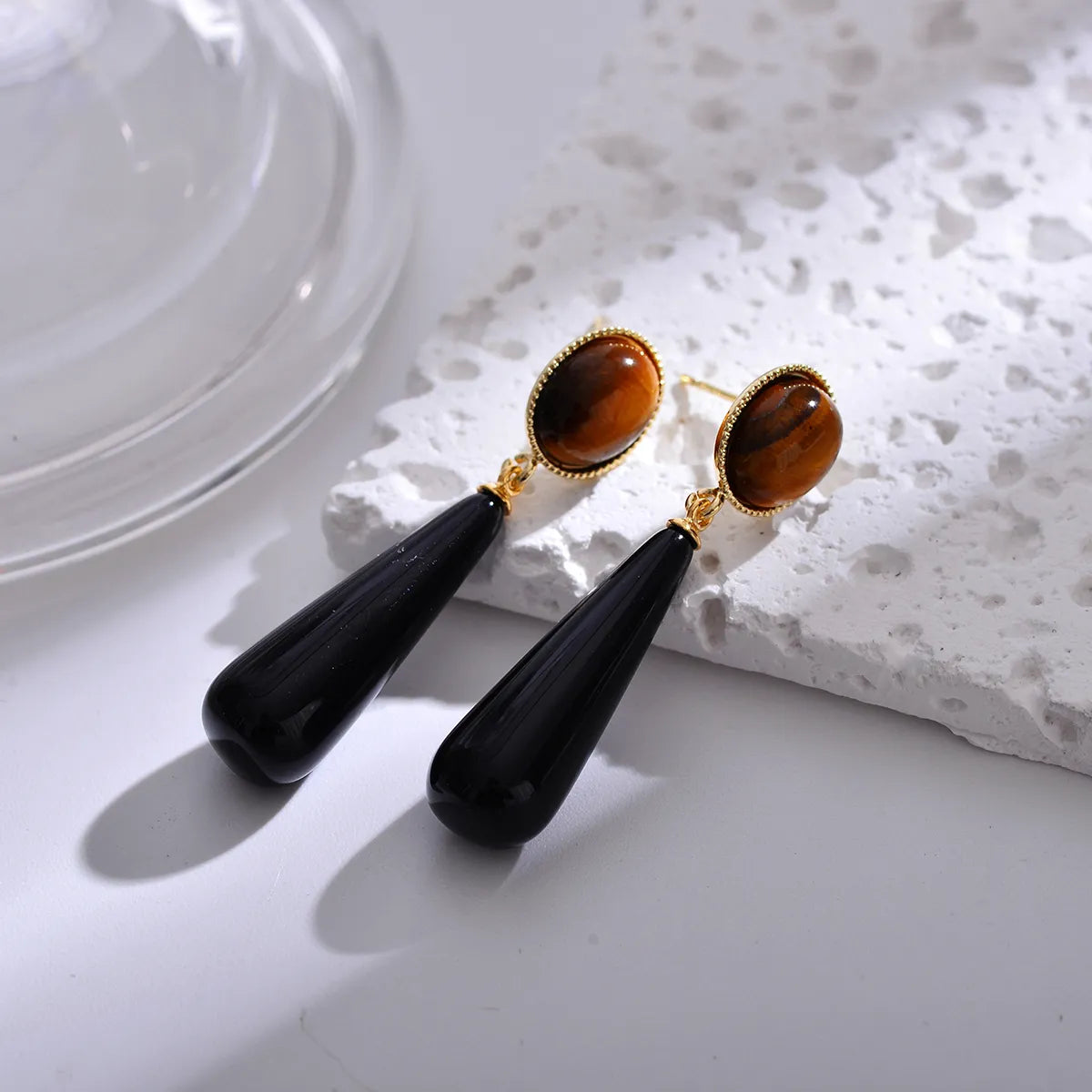 1 Pair Retro Water Droplets Plating Copper Gold Plated Drop Earrings