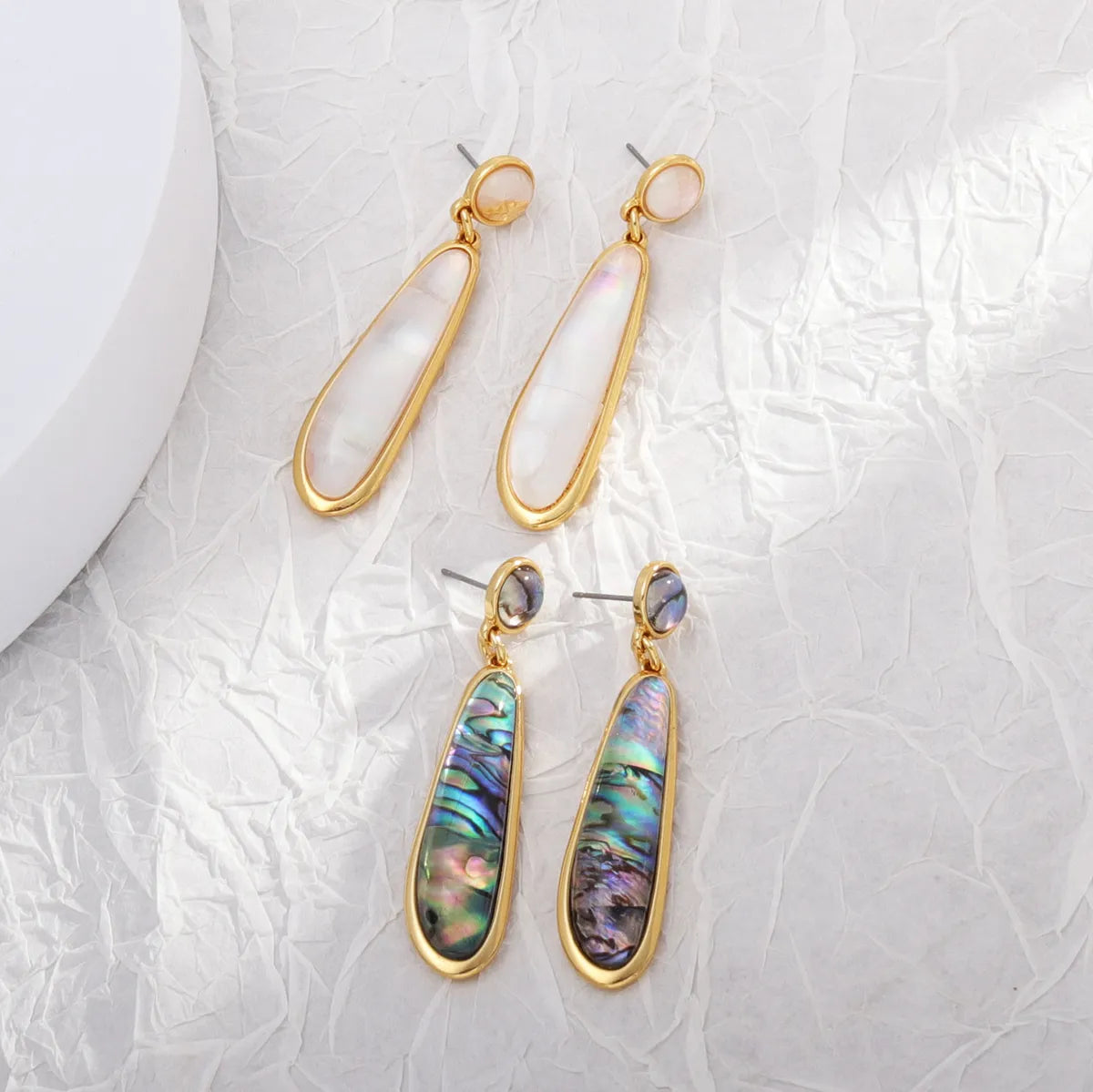 1 Pair Retro Water Droplets Plating Inlay Alloy Acrylic Shell 18k Gold Plated Drop Earrings