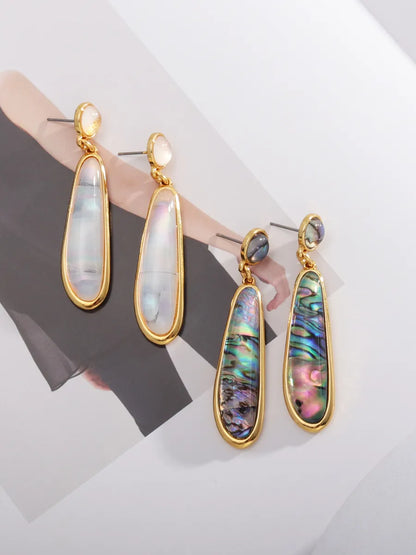 1 Pair Retro Water Droplets Plating Inlay Alloy Acrylic Shell 18k Gold Plated Drop Earrings