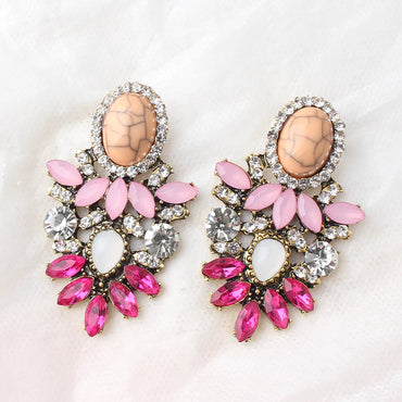 1 Pair Retro Water Droplets Plating Inlay Alloy Rhinestones Plated Ancient & Gold Drop Earrings