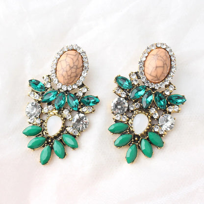 1 Pair Retro Water Droplets Plating Inlay Alloy Rhinestones Plated Ancient & Gold Drop Earrings