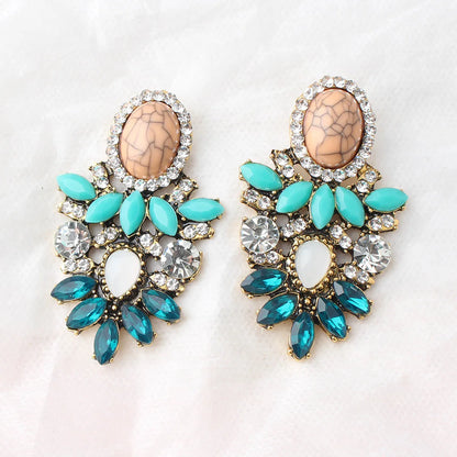 1 Pair Retro Water Droplets Plating Inlay Alloy Rhinestones Plated Ancient & Gold Drop Earrings