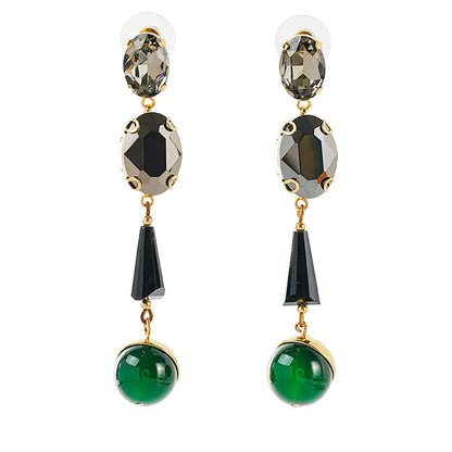 1 Pair Retro Water Droplets Plating Inlay Copper Glass Bead Glass Stone 18k Gold Plated Drop Earrings