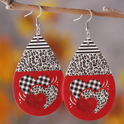 1 Pair Retro Water Droplets Pu Leather Drop Earrings