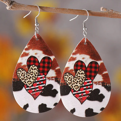 1 Pair Retro Water Droplets Pu Leather Drop Earrings