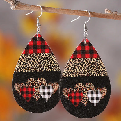 1 Pair Retro Water Droplets Pu Leather Drop Earrings