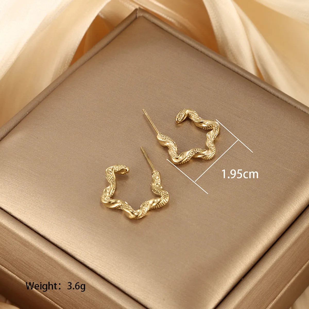 1 Pair Retro Xuping Geometric Star Leaves Plating Stainless Steel 14k Gold Plated Ear Studs