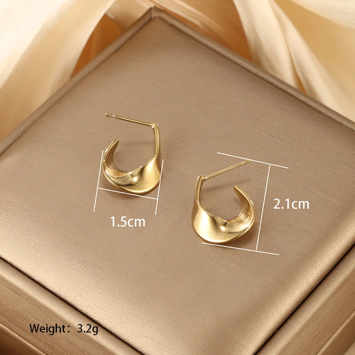 1 Pair Retro Xuping Geometric Star Leaves Plating Stainless Steel 14k Gold Plated Ear Studs