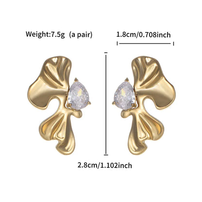 1 Pair Retro XUPING Simple Style Geometric Round Flower Pearl Hollow Out Inlay 304 Stainless Steel Artificial Gemstones 18K Gold Plated Drop Earrings Ear Studs