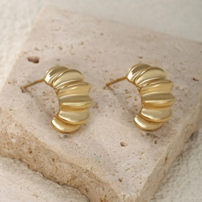 1 Pair Retro XUPING Simple Style Geometric Stainless Steel 14K Gold Plated Ear Studs