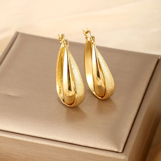 1 Pair Retro XUPING Simple Style Solid Color Plating Copper 18K Gold Plated Earrings