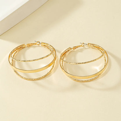 1 Pair Rock Romantic Classic Style Circle Layered Plating Alloy Ferroalloy 14k Gold Plated Hoop Earrings