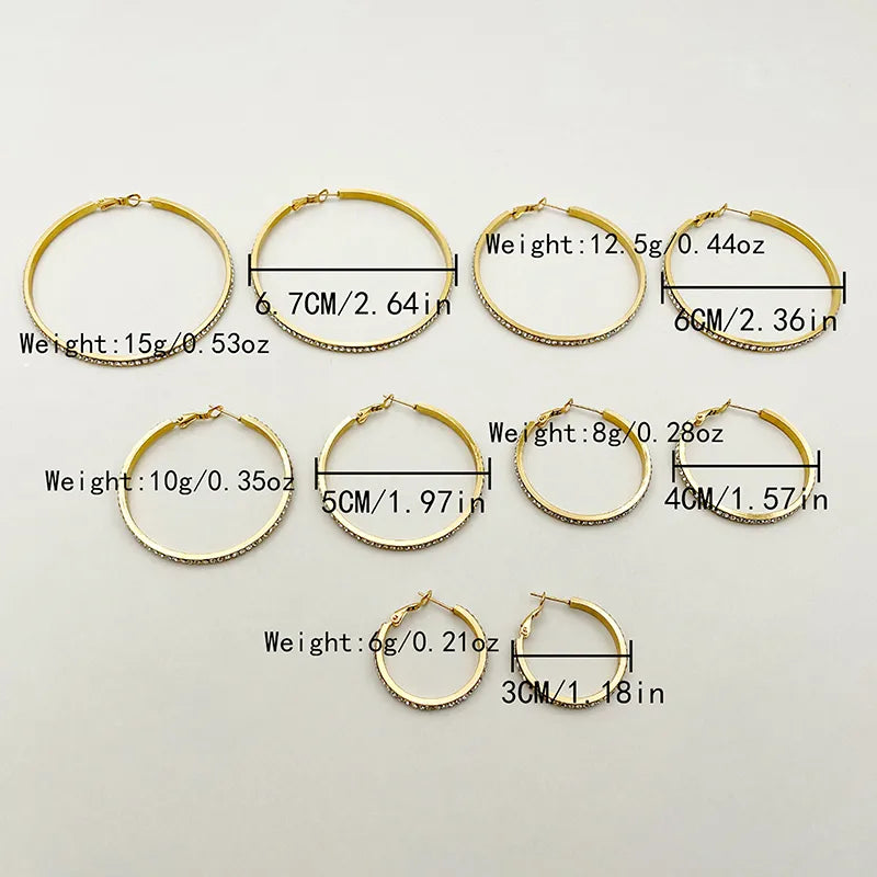 1 Pair Rock Sweet Simple Style Circle Plating Inlay 304 Stainless Steel Zircon 14K Gold Plated Hoop Earrings