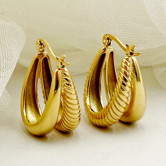 1 Pair Roman Style Artistic Commute U Shape Stainless Steel Metal Polishing Plating Gold Plated Hoop Earrings