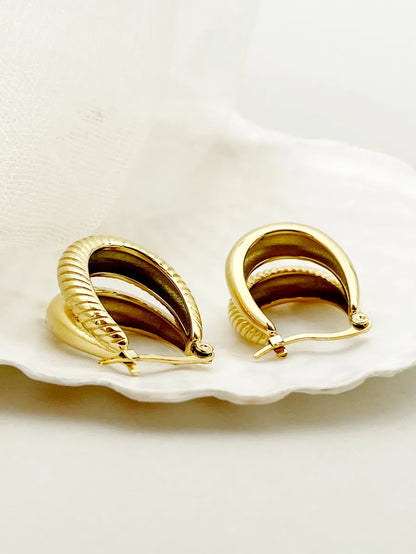 1 Pair Roman Style Artistic Commute U Shape Stainless Steel Metal Polishing Plating Gold Plated Hoop Earrings