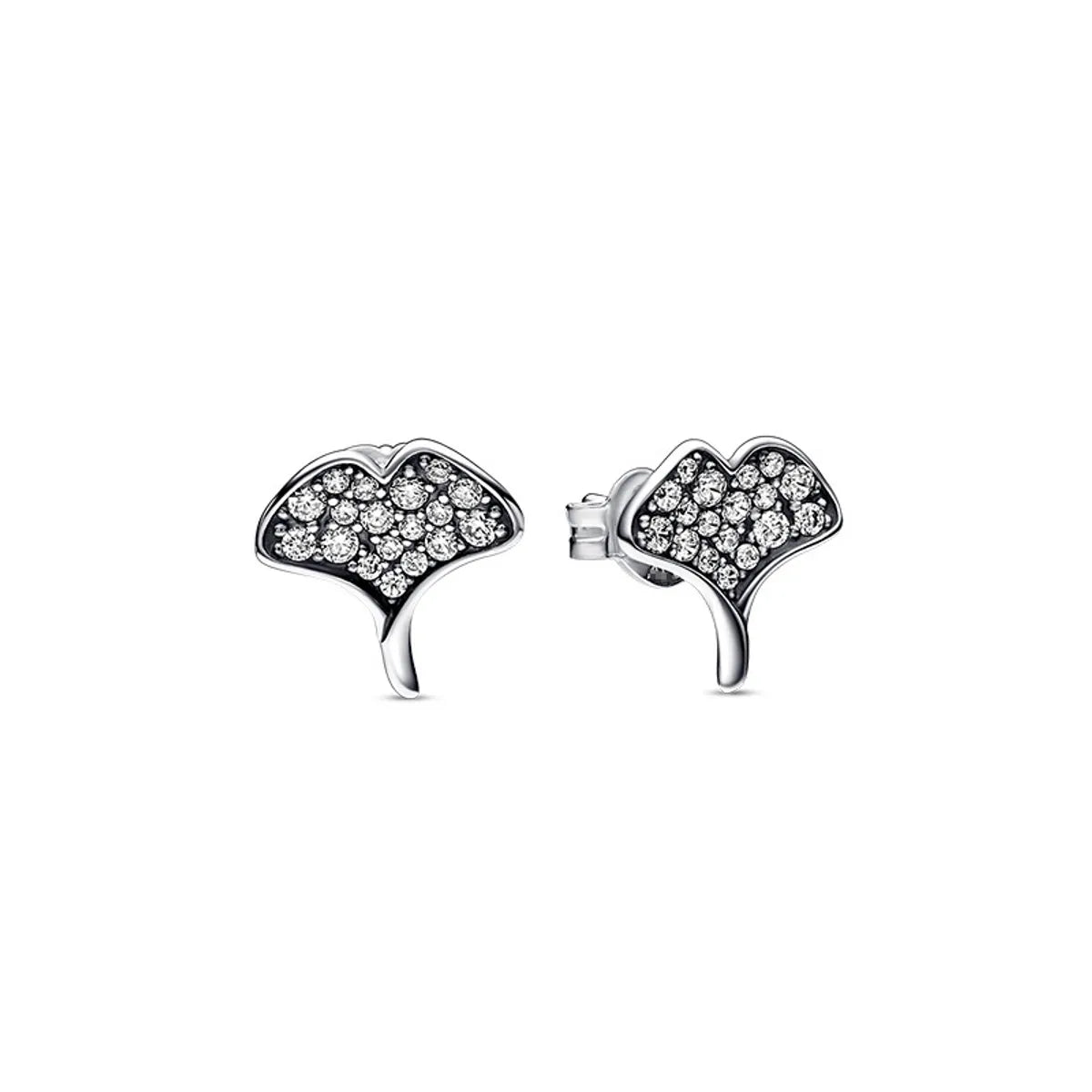 1 Pair Roman Style British Style Ginkgo Leaf Inlay Sterling Silver Zircon Drop Earrings Ear Studs