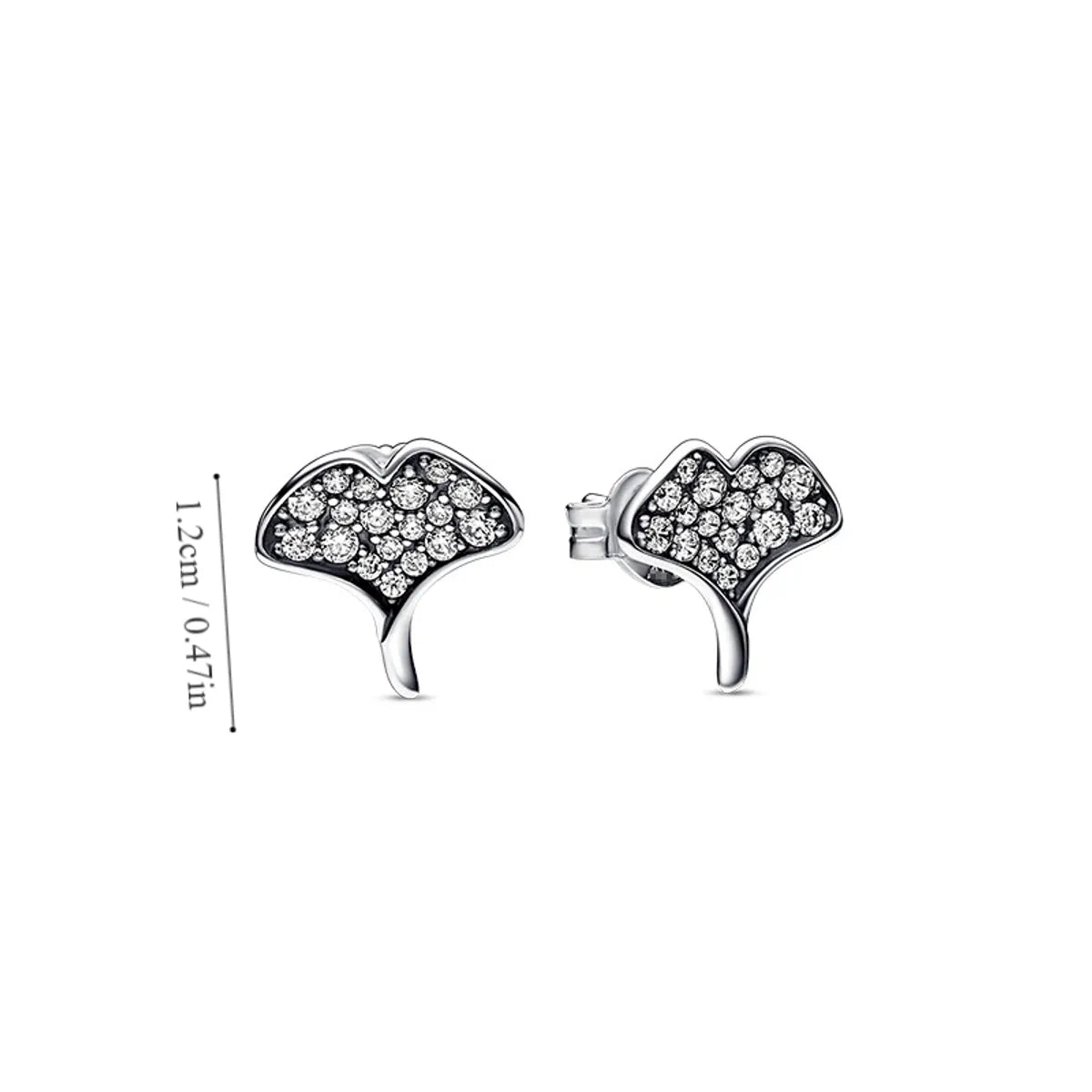 1 Pair Roman Style British Style Ginkgo Leaf Inlay Sterling Silver Zircon Drop Earrings Ear Studs