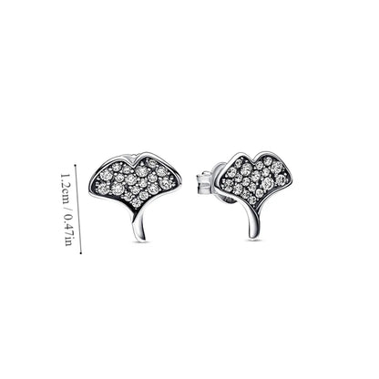 1 Pair Roman Style British Style Ginkgo Leaf Inlay Sterling Silver Zircon Drop Earrings Ear Studs