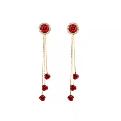 1 Pair Romantic Flower Alloy Drop Earrings