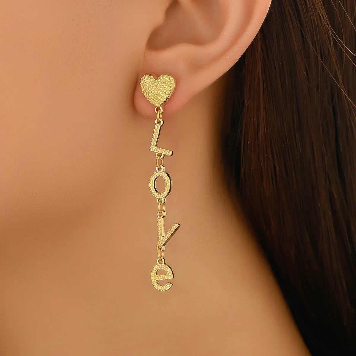 1 Pair Romantic Letter Heart Shape Plating Alloy Zinc Drop Earrings