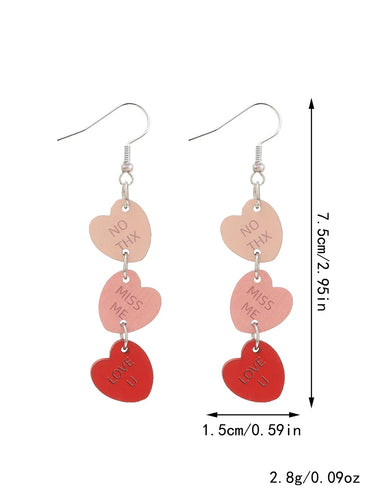 1 Pair Romantic Modern Style Simple Style Letter Heart Shape Handmade Carving Wood Drop Earrings