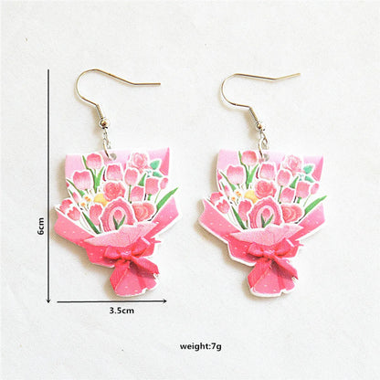 1 Pair Romantic Plant Rose Arylic Metal Drop Earrings